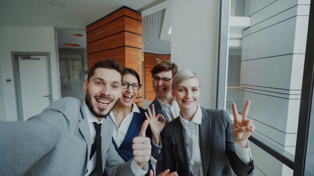 A group of people posing for a photo.